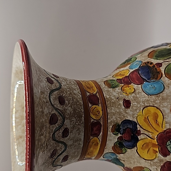 Signed Cassetta G. Colorful Floral Ceramic Vase Made In Italy - Picture 9 of 12